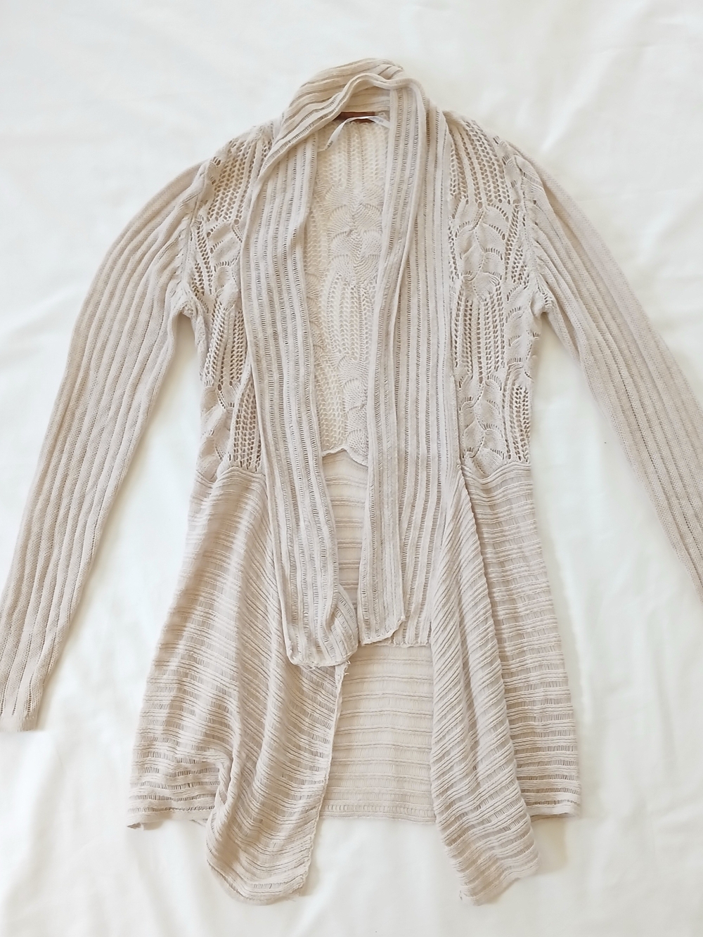 Belldini Open-Front Cardigan in Beige-Cream
